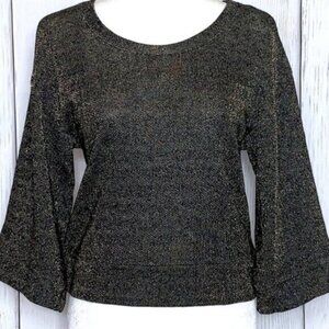 Ella Moss Black & Gold Glitter Sweater Blouse